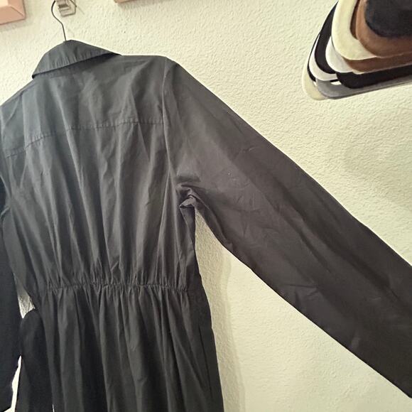 NEW J. Crew Long-sleeve Poplin Shirt-dress Black Sz 12 Large Minimalist Capsule - Picture 9 of 12